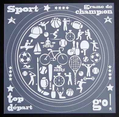 Plaque de Priplak imprimé Sport 19x19cm